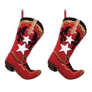 Two Cowboy Boot Stockings - Christmas Stockings - Cowgirl boots